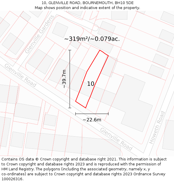 10, GLENVILLE ROAD, BOURNEMOUTH, BH10 5DE: Plot and title map