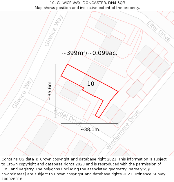 10, GLIWICE WAY, DONCASTER, DN4 5QB: Plot and title map