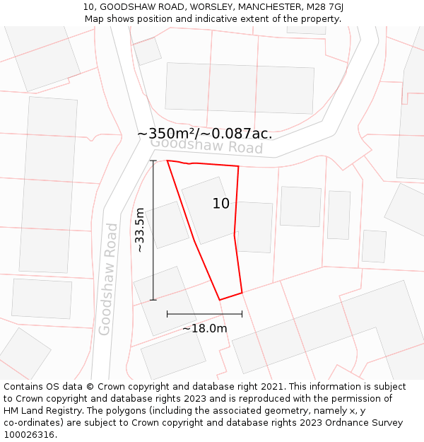 10, GOODSHAW ROAD, WORSLEY, MANCHESTER, M28 7GJ: Plot and title map