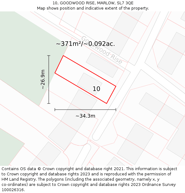 10, GOODWOOD RISE, MARLOW, SL7 3QE: Plot and title map