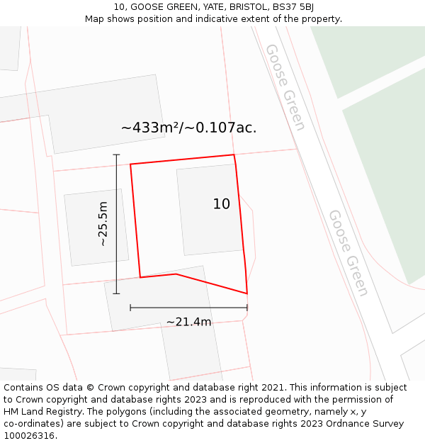 10, GOOSE GREEN, YATE, BRISTOL, BS37 5BJ: Plot and title map