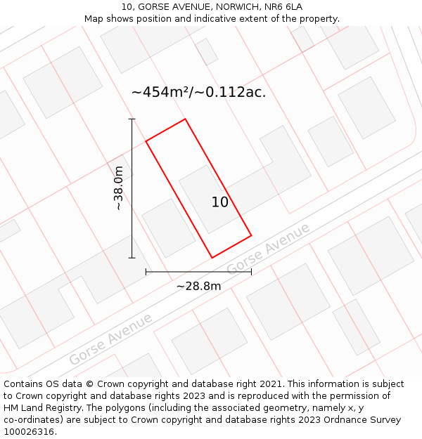 10, GORSE AVENUE, NORWICH, NR6 6LA: Plot and title map