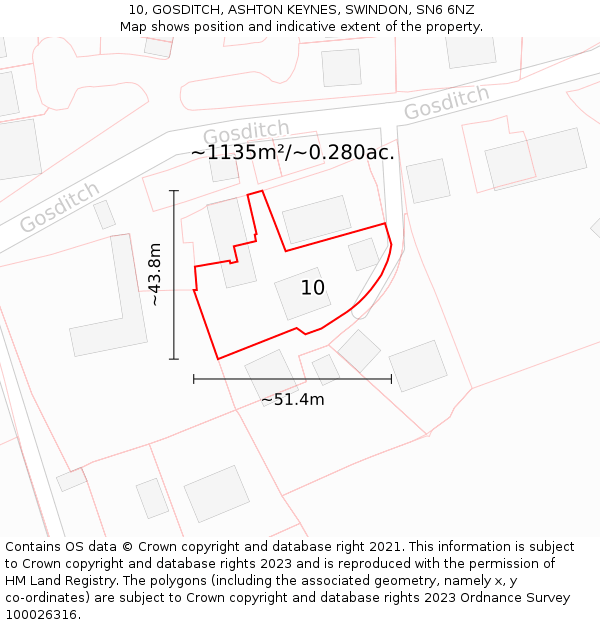 10, GOSDITCH, ASHTON KEYNES, SWINDON, SN6 6NZ: Plot and title map