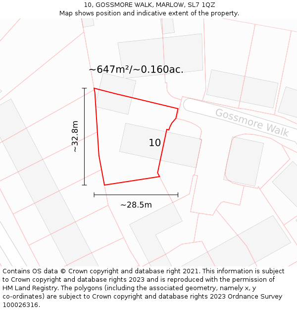 10, GOSSMORE WALK, MARLOW, SL7 1QZ: Plot and title map