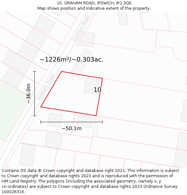 10, GRAHAM ROAD, IPSWICH, IP1 3QE: Plot and title map