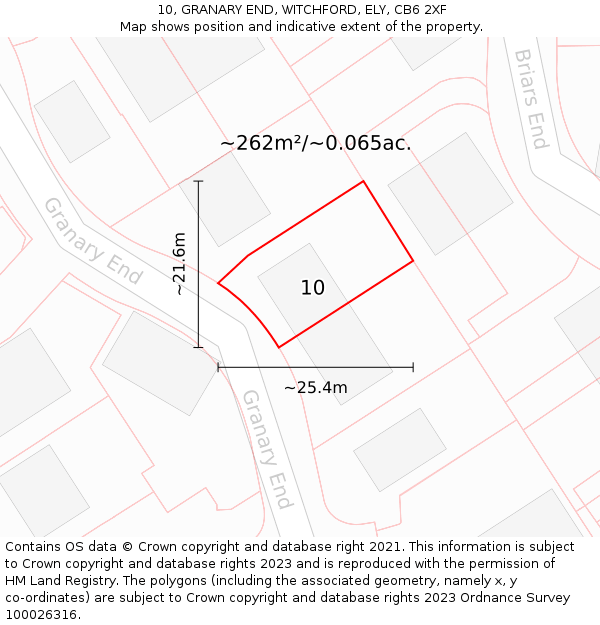 10, GRANARY END, WITCHFORD, ELY, CB6 2XF: Plot and title map