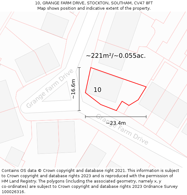 10, GRANGE FARM DRIVE, STOCKTON, SOUTHAM, CV47 8FT: Plot and title map