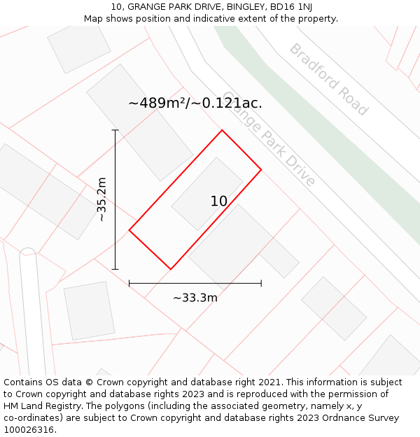10, GRANGE PARK DRIVE, BINGLEY, BD16 1NJ: Plot and title map