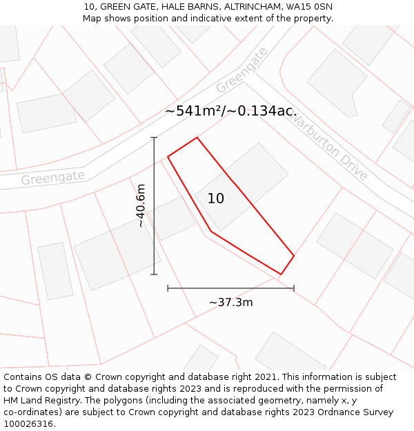 10, GREEN GATE, HALE BARNS, ALTRINCHAM, WA15 0SN: Plot and title map