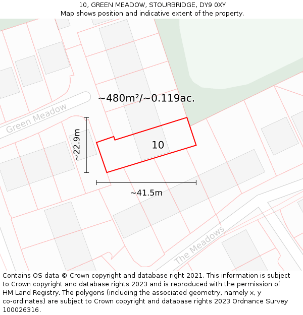 10, GREEN MEADOW, STOURBRIDGE, DY9 0XY: Plot and title map