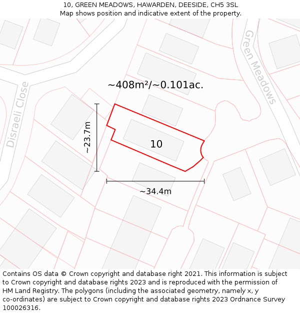 10, GREEN MEADOWS, HAWARDEN, DEESIDE, CH5 3SL: Plot and title map