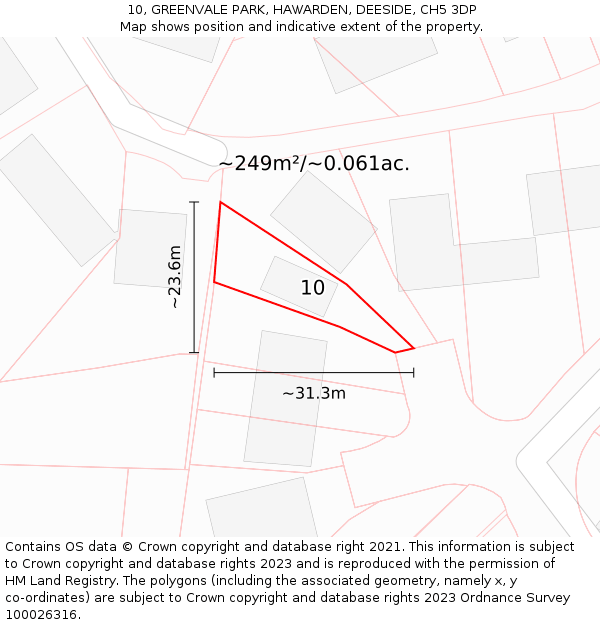 10, GREENVALE PARK, HAWARDEN, DEESIDE, CH5 3DP: Plot and title map