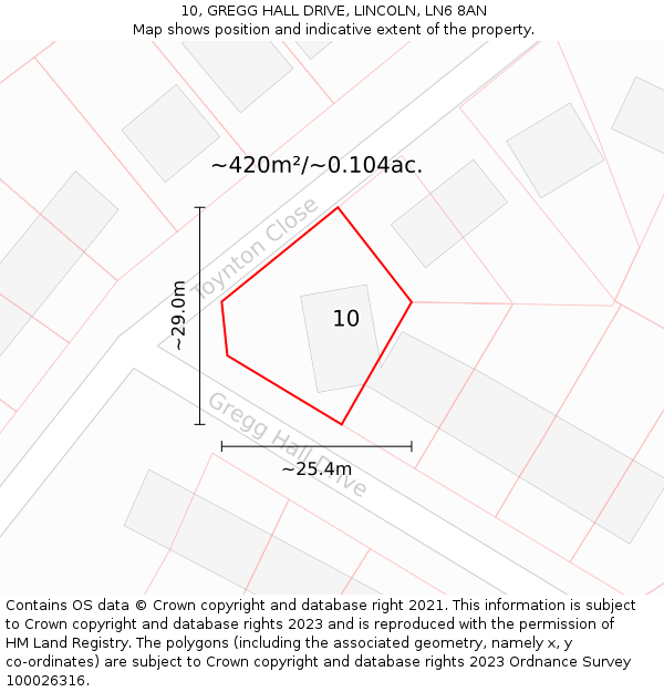 10, GREGG HALL DRIVE, LINCOLN, LN6 8AN: Plot and title map