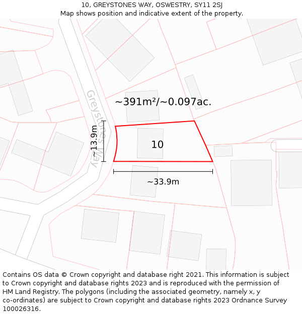 10, GREYSTONES WAY, OSWESTRY, SY11 2SJ: Plot and title map