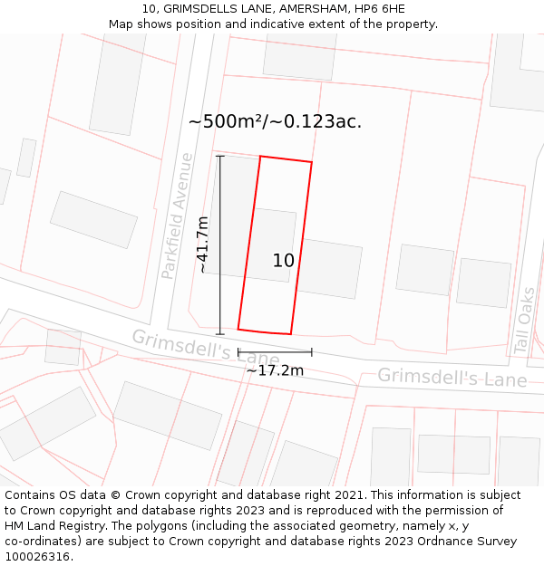 10, GRIMSDELLS LANE, AMERSHAM, HP6 6HE: Plot and title map