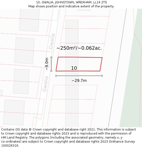 10, GWALIA, JOHNSTOWN, WREXHAM, LL14 2TS: Plot and title map