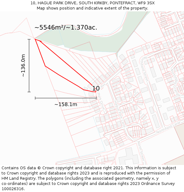 10, HAGUE PARK DRIVE, SOUTH KIRKBY, PONTEFRACT, WF9 3SX: Plot and title map