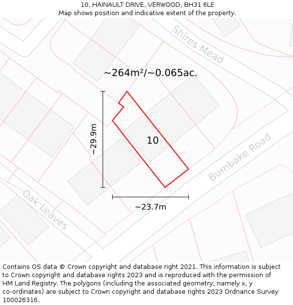 10, HAINAULT DRIVE, VERWOOD, BH31 6LE: Plot and title map