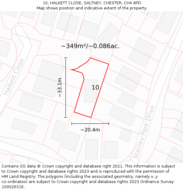 10, HALKETT CLOSE, SALTNEY, CHESTER, CH4 8PD: Plot and title map