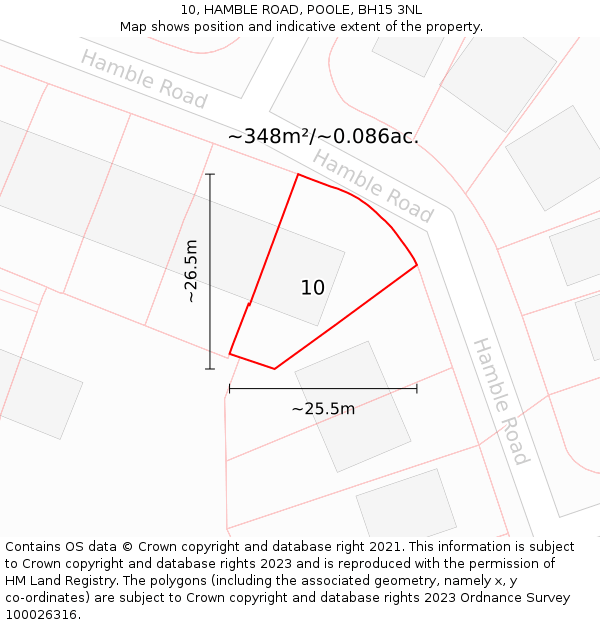 10, HAMBLE ROAD, POOLE, BH15 3NL: Plot and title map