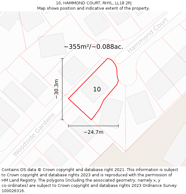 10, HAMMOND COURT, RHYL, LL18 2PJ: Plot and title map