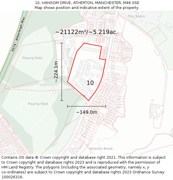 10, HANSOM DRIVE, ATHERTON, MANCHESTER, M46 0SE: Plot and title map