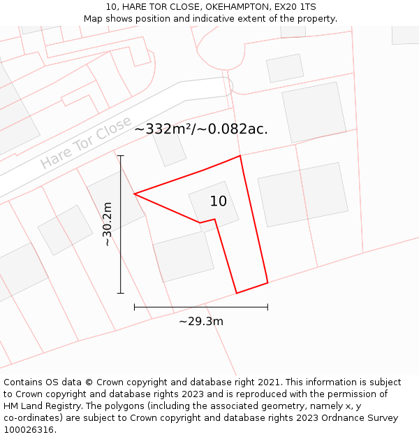 10, HARE TOR CLOSE, OKEHAMPTON, EX20 1TS: Plot and title map