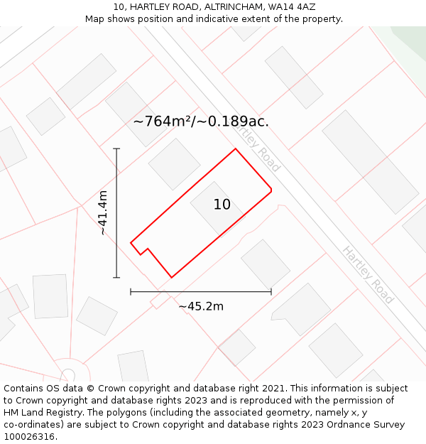 10, HARTLEY ROAD, ALTRINCHAM, WA14 4AZ: Plot and title map
