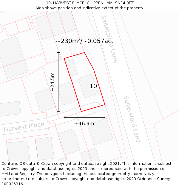 10, HARVEST PLACE, CHIPPENHAM, SN14 0FZ: Plot and title map