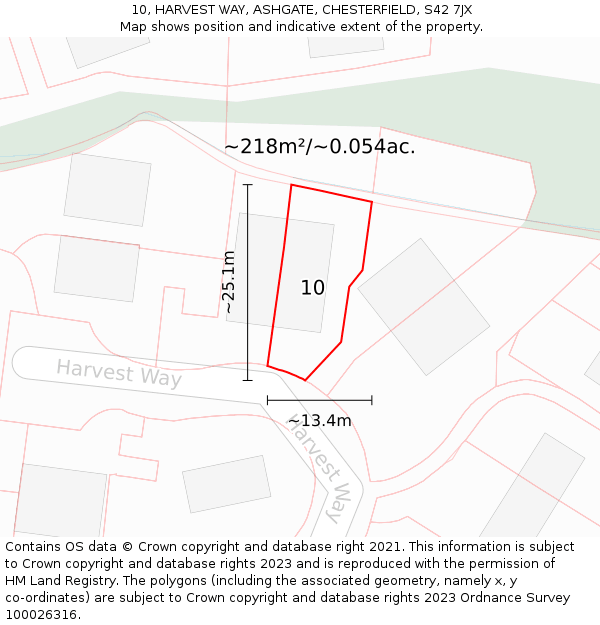 10, HARVEST WAY, ASHGATE, CHESTERFIELD, S42 7JX: Plot and title map