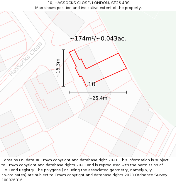 10, HASSOCKS CLOSE, LONDON, SE26 4BS: Plot and title map