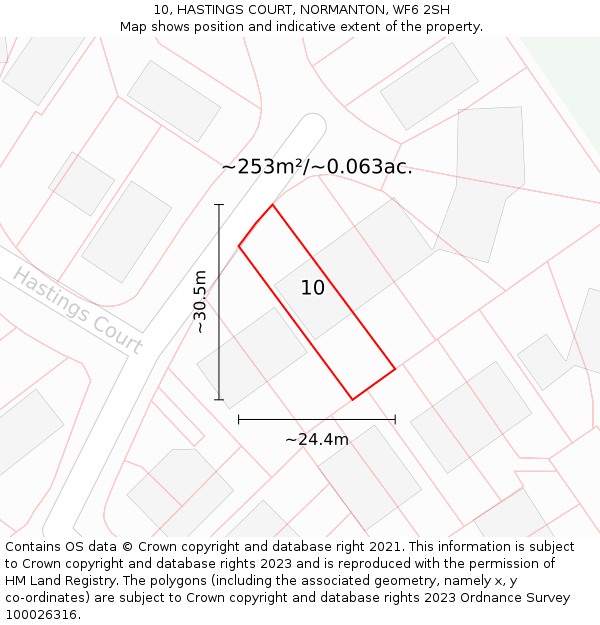 10, HASTINGS COURT, NORMANTON, WF6 2SH: Plot and title map