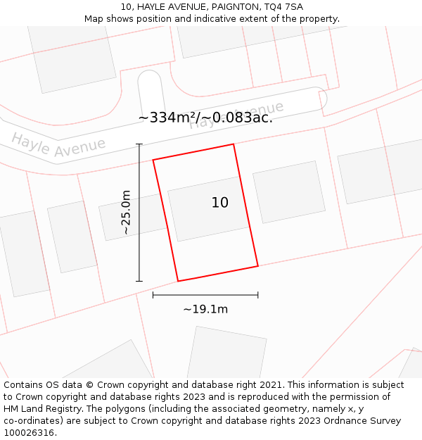 10, HAYLE AVENUE, PAIGNTON, TQ4 7SA: Plot and title map