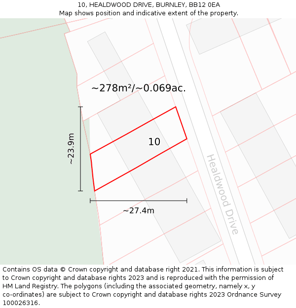 10, HEALDWOOD DRIVE, BURNLEY, BB12 0EA: Plot and title map