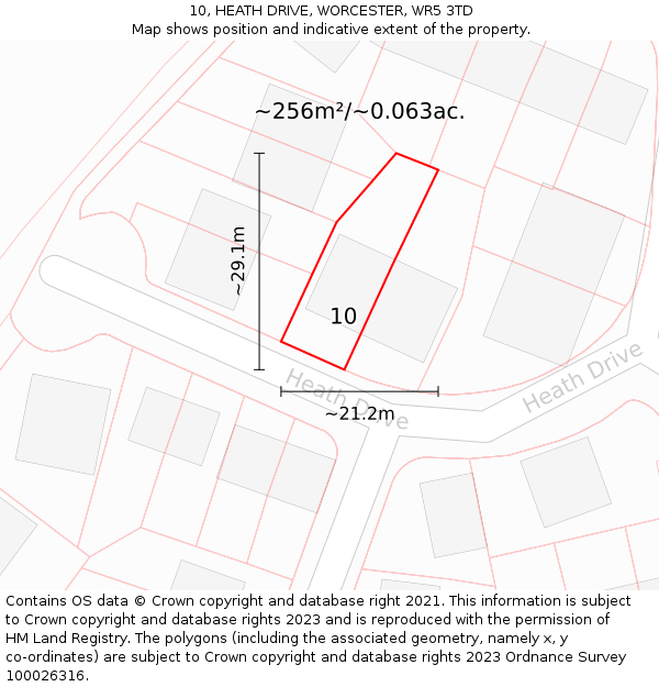 10, HEATH DRIVE, WORCESTER, WR5 3TD: Plot and title map