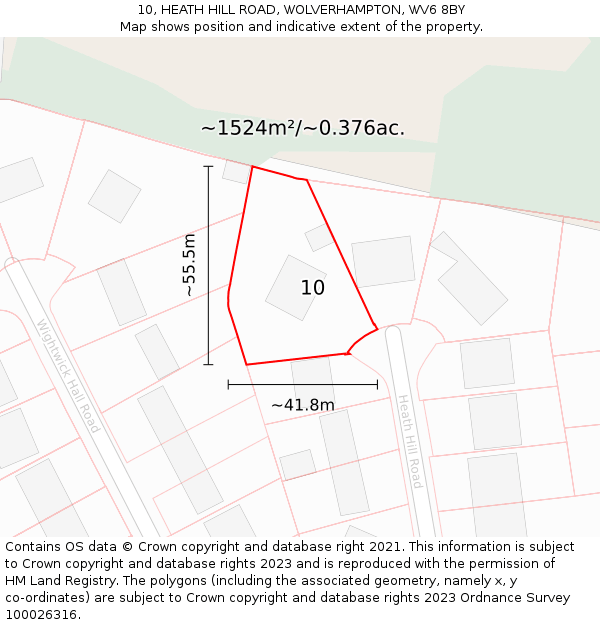 10, HEATH HILL ROAD, WOLVERHAMPTON, WV6 8BY: Plot and title map