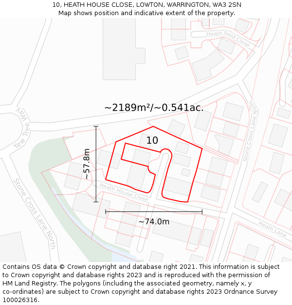 10, HEATH HOUSE CLOSE, LOWTON, WARRINGTON, WA3 2SN: Plot and title map