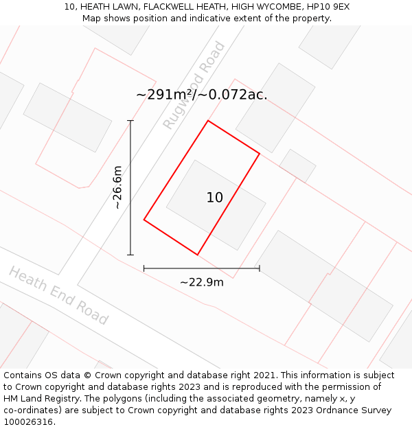 10, HEATH LAWN, FLACKWELL HEATH, HIGH WYCOMBE, HP10 9EX: Plot and title map