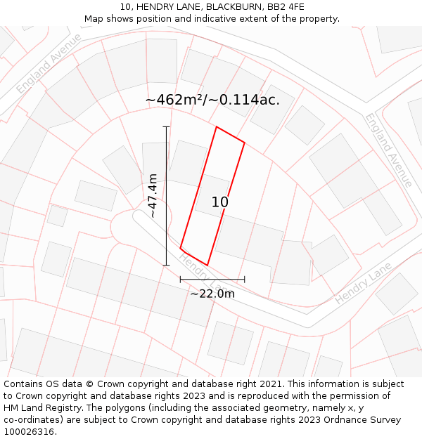 10, HENDRY LANE, BLACKBURN, BB2 4FE: Plot and title map