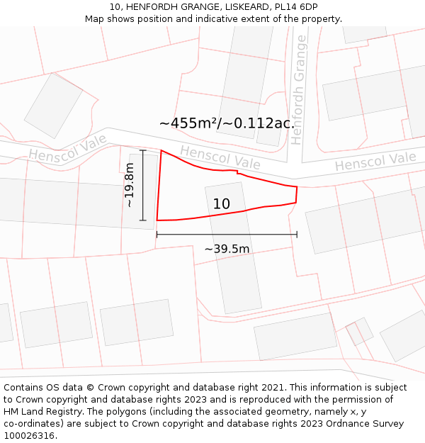 10, HENFORDH GRANGE, LISKEARD, PL14 6DP: Plot and title map