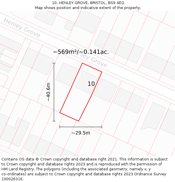 10, HENLEY GROVE, BRISTOL, BS9 4EG: Plot and title map