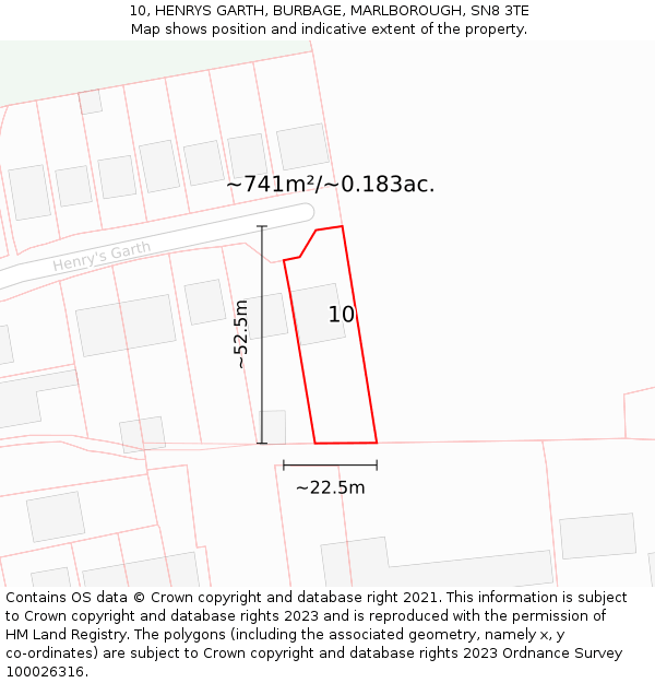 10, HENRYS GARTH, BURBAGE, MARLBOROUGH, SN8 3TE: Plot and title map