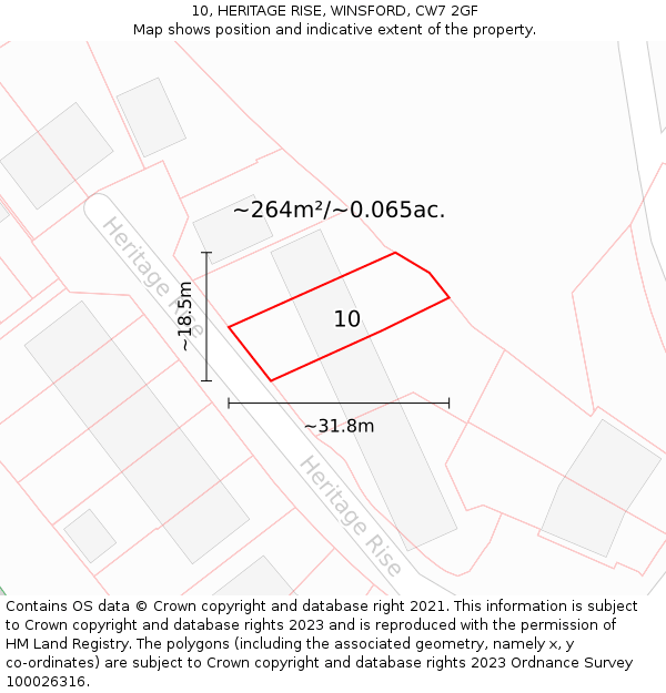 10, HERITAGE RISE, WINSFORD, CW7 2GF: Plot and title map