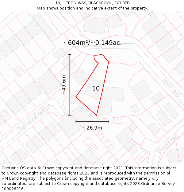 10, HERON WAY, BLACKPOOL, FY3 8FB: Plot and title map