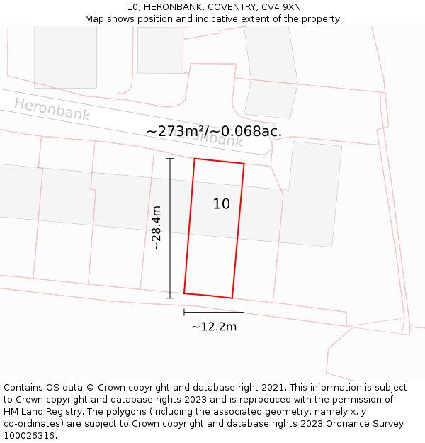 10, HERONBANK, COVENTRY, CV4 9XN: Plot and title map