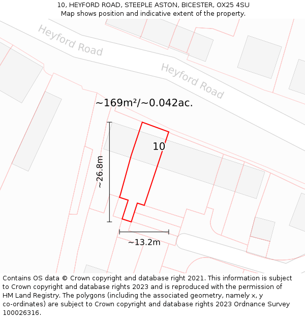 10, HEYFORD ROAD, STEEPLE ASTON, BICESTER, OX25 4SU: Plot and title map