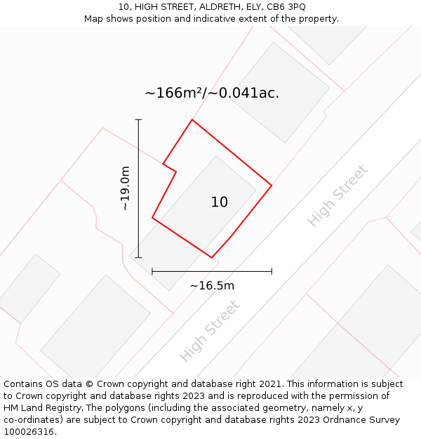 10, HIGH STREET, ALDRETH, ELY, CB6 3PQ: Plot and title map