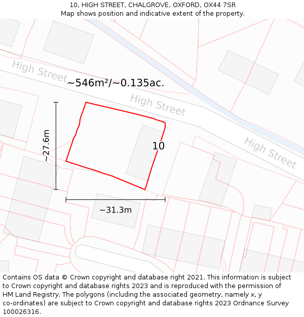 10, HIGH STREET, CHALGROVE, OXFORD, OX44 7SR: Plot and title map