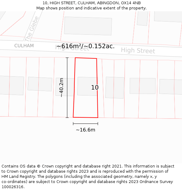 10, HIGH STREET, CULHAM, ABINGDON, OX14 4NB: Plot and title map