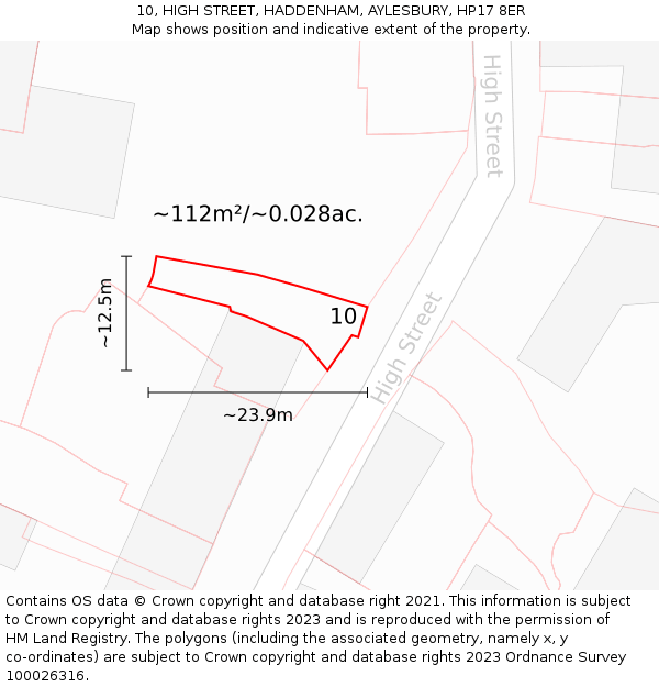 10, HIGH STREET, HADDENHAM, AYLESBURY, HP17 8ER: Plot and title map